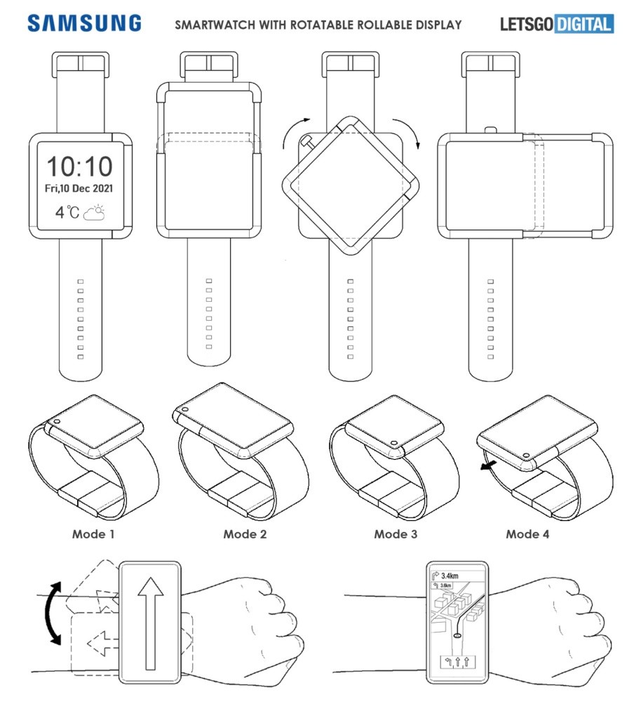 三星过去曾提出可横向拉伸改变屏幕面积的智能手表设计