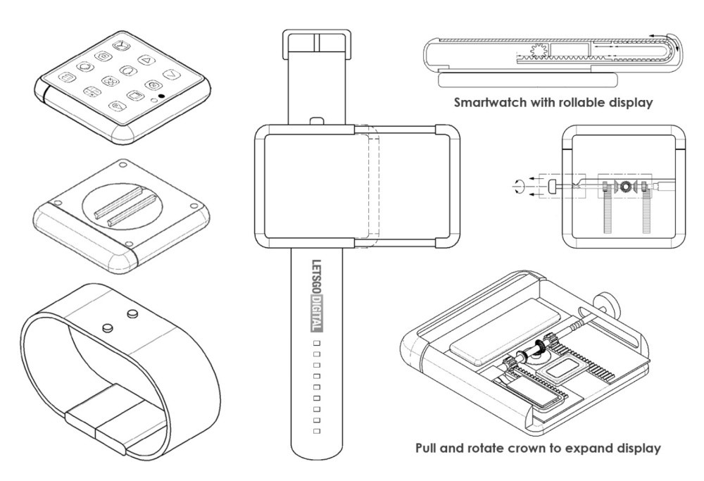 三星过去曾提出可横向拉伸改变屏幕面积的智能手表设计